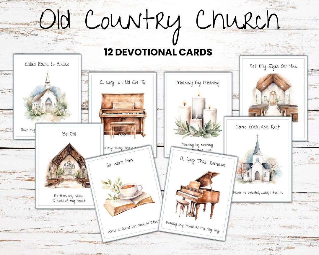 Hymn Inspired Devotional Cards | Rustic Country Church Printable - Etsy