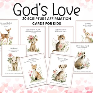 Christian Kids Scripture Affirmation Cards | Children's Bible Verse Cards | Faith Based "I Am" Statements
