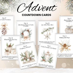 Advent Scripture Cards, Christmas Advent Calendar Cards, Advent Devotional, Family Advent Calendar, Advent Countdown Cards, DIY Advent Cards