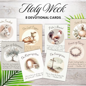 Tarjetas de Semana Santa con historias: Devocionales de Pascua con acuarela bohemia (Descarga digital)