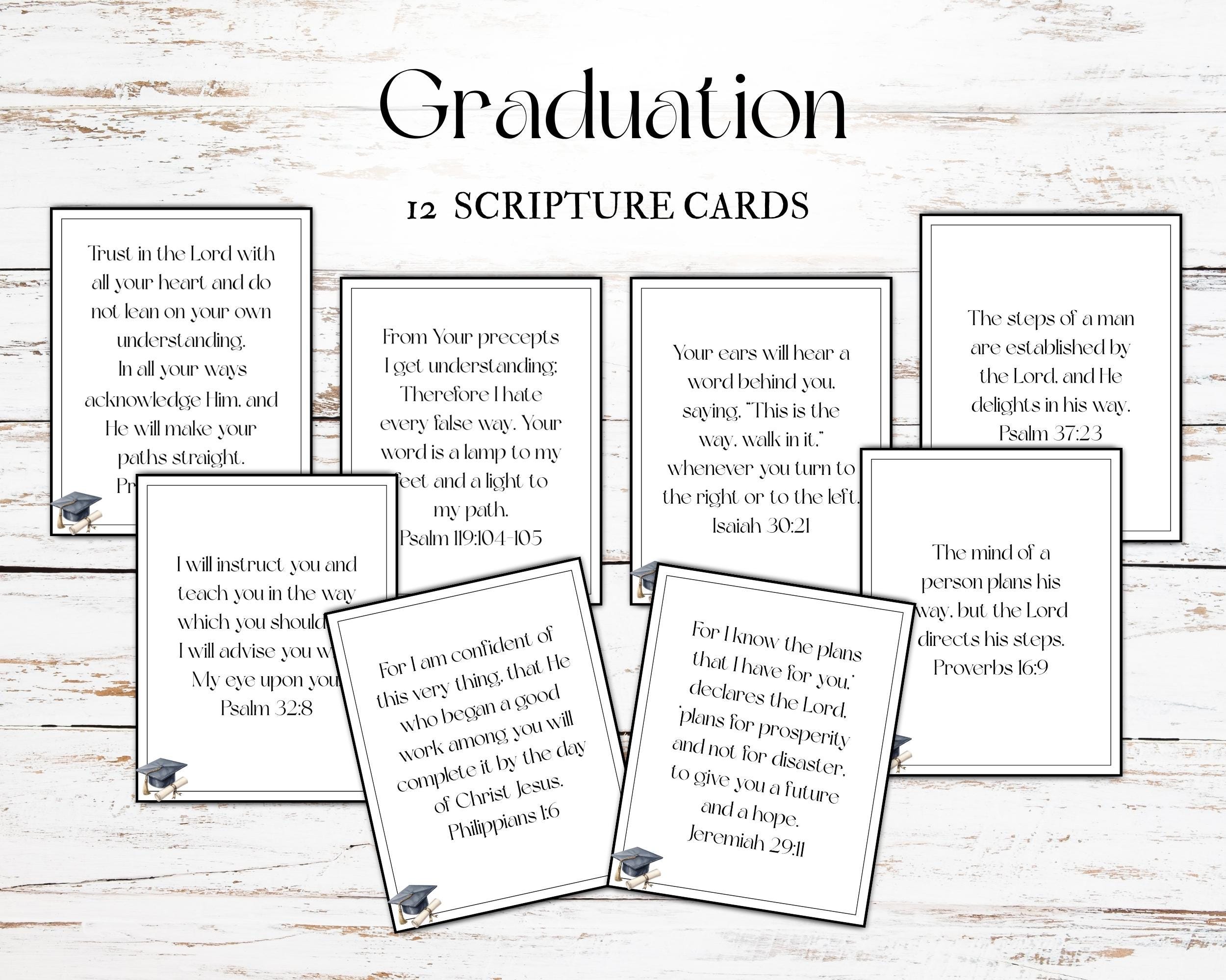 Graduation Scripture Graphics Graduation Scripture Cards | Printable Bible Verse Card Set | Christian ...