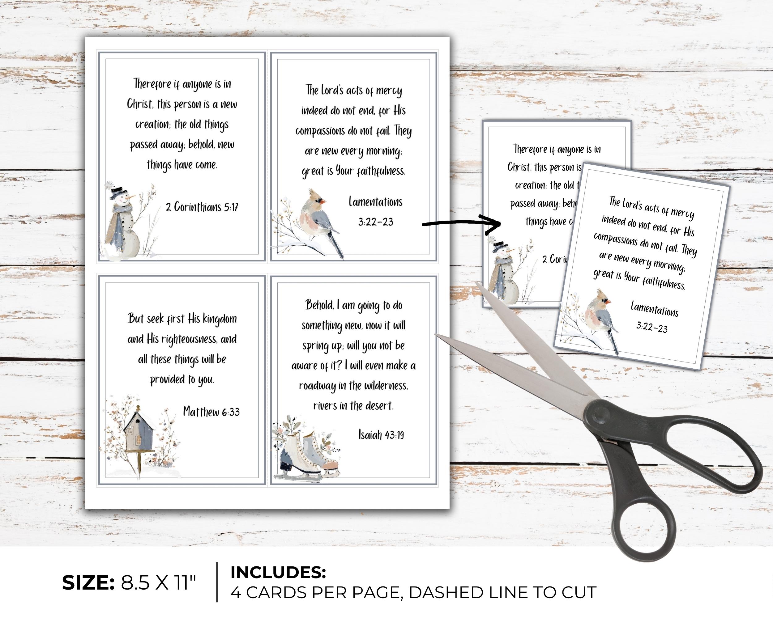New Year Scripture Cards Printable | Winter Bible Verse Cards ...