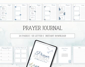 May include: A printable prayer journal with a watercolor floral design. The cover features the text "Prayer Journal" and "A Mind Set on Christ". The journal includes pages for daily prayers, answered prayers, and prayer requests.
