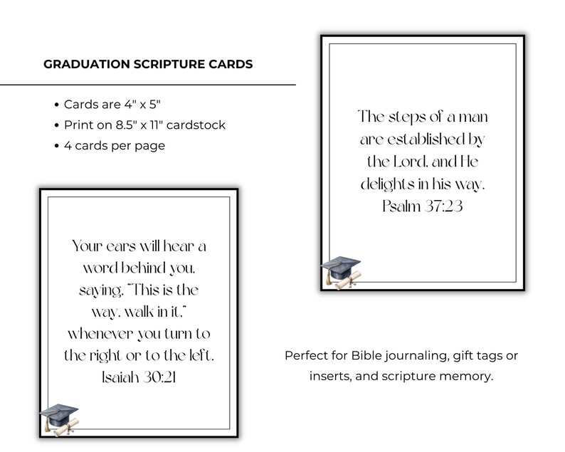 Scripture Labels Graduation Graduation Scripture Cards | Printable Bible Verse Card Set | Christian ...