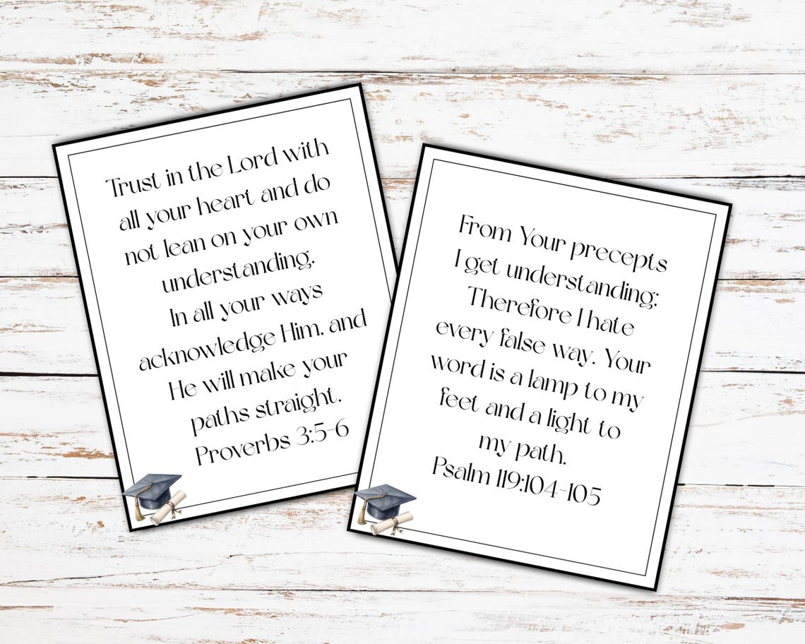 Graduation Scripture Cards | Printable Bible Verse Card Set | Christian ...