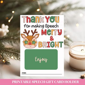 Logopädie Weihnachtsgeschenk Kartenhalter Logopädie Geschenke Danke Sprache Lehrer druckbare Geschenkkarte Weihnachten Personal Wertschätzung