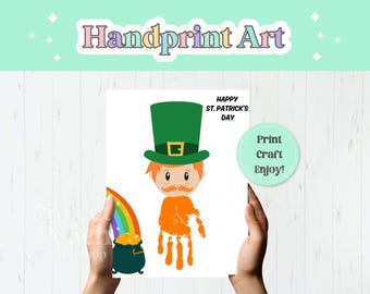 Leprechaun Handprint Art, St Patricks Day Craft (PDF Pattern)