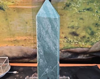 Grüner Jaspis Kristallspitze Turm Heilung