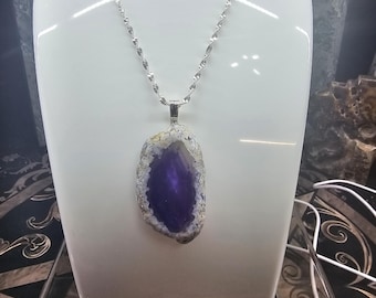 Lila Achat Anhänger Halskette