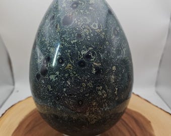 15.2LB Natürlicher Kambaba Jaspis Quarz Kristall mit Jade Ring Stand