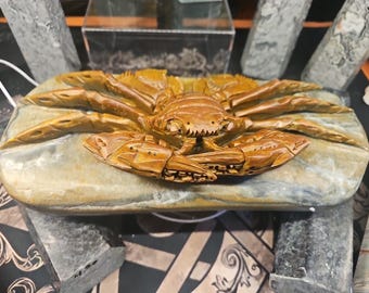 9.4LB natürliche Mao Gong Shi Krabbe Schädel Hand geschnitzte Kristall Probe Heilung