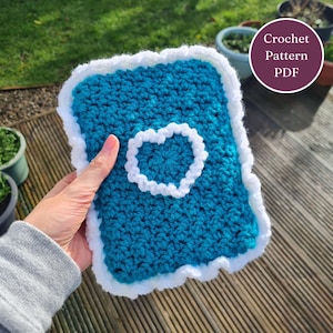 Padrão de crochê para capa de e-reader Book Lover | Design de capa de Kindle e capa de tablet em forma de coração | Crochê para iniciantes