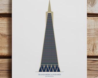 Transamerica Pyramid Art Print, San Francisco Landmark Illustration, Modern Architectural Wall Art
