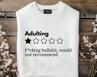 Funny Adulting 1-Star Review PNG SVG - Sarcastic Life Tee (digitale download)