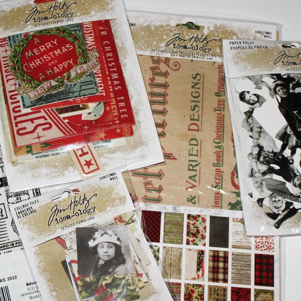 Tim Holtz Christmas 2022, Pick From Paper Dolls, Collage Tiles, Layers Christmas, Remnant Rubs, Backdrops