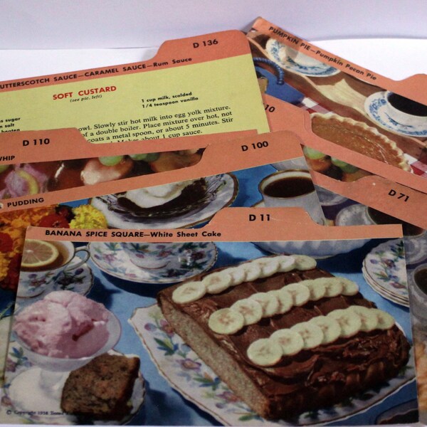 Random Set of 10 Recipe Cards from the 50s, Vintage Ephemera, Paper Ephemera, Junk Journaling