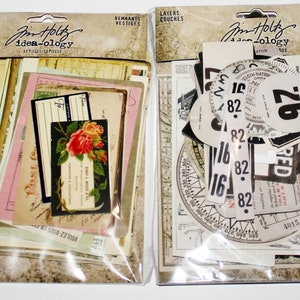 Tim Holtz Ideo-ology Layers Remnants, Urban Layers, Journal Cards, Vintage Style Cards, Junk Journal Ephemera image 1