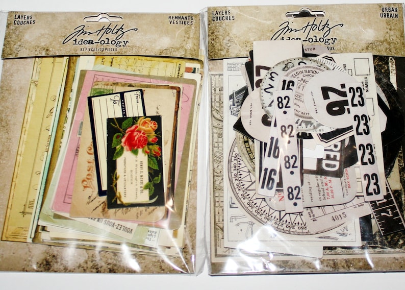 Tim Holtz Ideo-ology Layers Remnants, Urban Layers, Journal Cards, Vintage Style Cards, Junk Journal Ephemera image 1