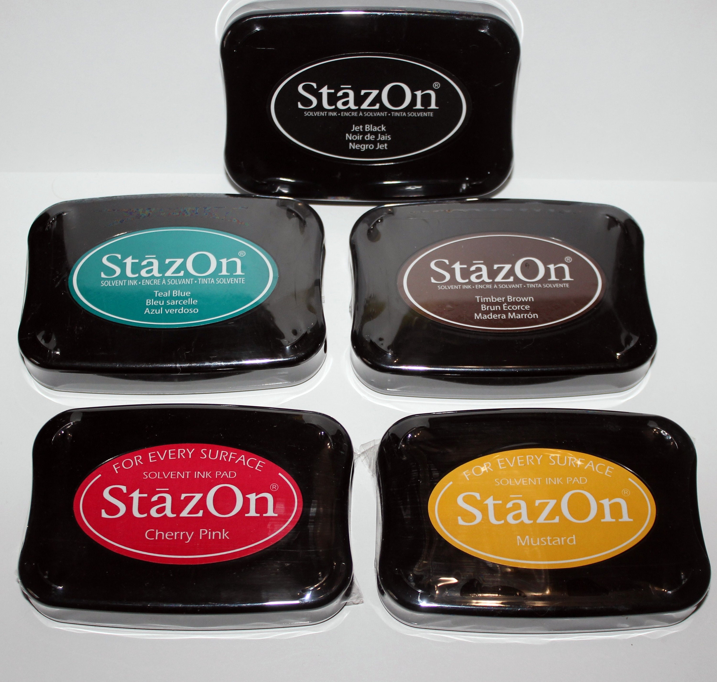 Stazon Permanent Ink Pads for Stamping Fast Drying Solvent Ink for Glossy,  Coated & Laminated Paper and Non Porous Surfaces 22 Colors 