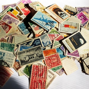 Vintage Bulk Postage Stamps Canceled and Unused, Junk Journals, Mixed Media, Altered Art image 1