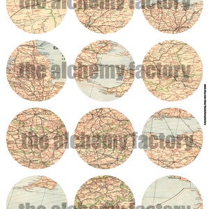 Digitale Vintage deutsche Karte Tags und Kreise, Reisen Digitalpapier, Junk Journaling Papiere, Grungy Papiere