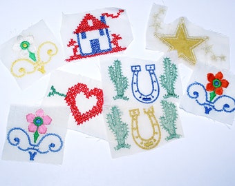 Vintage Embroidered Applique New Old Stock, Vintage Junk Journal Embellishment, Shabby Embellishment, Mixed Media