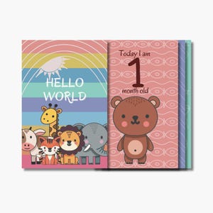 Schede di tappe fondamentali per bambini con animali stampabili / Schede di tappe fondamentali per la giungla unisex / Tappe fondamentali dei 12 mesi / Accessori per foto di bambini / Download digitale