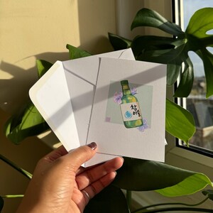 Carte postale coréenne de soju frais - Design vibrant et de bon goût
