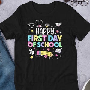 Happy First Day of School PNG, 1st day of school Png, Back to School Png, First Day Of School Png, Teacher Png, Hello school Png