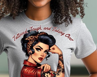 Empowered Women Digital Art Bundle – 5 Unique Feminist PNG Designs | Tattooed Rosie Style | Strong Woman Clipart for Sublimation & Crafts