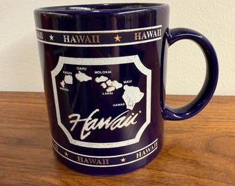Vintage Hawaii - souvenir Coffee mug- Navy