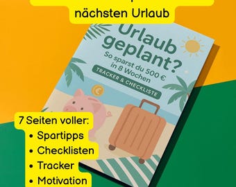 Afdrukbare vakantieplanner | 500Euro spaaruitdaging en checklists | PDF voor gezinnen en alleenstaande ouders | Direct downloaden