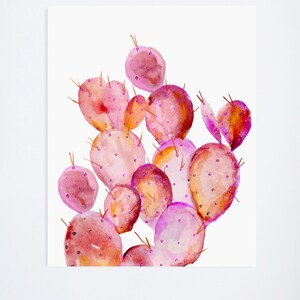 Watercolor Cacti 02 Pink Watercolor Cactus Floral Prints 8 x 10 Illustration Art Print image 1