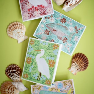 Coastal Botanicals Set - Lot de 8 - Cartes pliées A-2 avec enveloppes