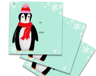 Gift Tags - Penguin  - Set of 8 - Christmas - Holiday - Gift Wrapping