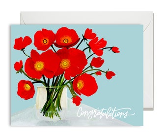 General Greetings - Congratulations Poppy in Jar - Painted & Hand Lettered Cards - A-2