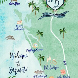 Custom Illustrated Map Design Artwork Only Watercolor Illustrations & Hand Lettering Wedding Invitation Suite Customizable image 7