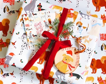 Gift Wrap Sheets - Holiday Pups - Set of 3 Sheets