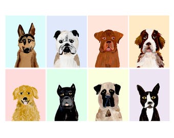 Cartoline ritratto di cane - Set di 8