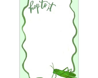 Hop To It Grasshopper Notepad - Mint Green - Olive Green - Stationery & Office Accessories - Gifts