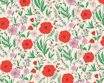 Gift Wrap Sheets - Red & Pink Poppies  - Set of 3 Sheets