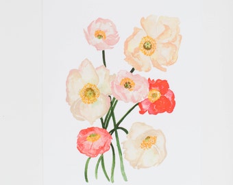 Poppy Love - 8 x 10 - Watercolor - Illustration - Art Print