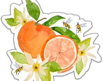 Die Cut Stickers - Orange Blossom and Bee - Stickers - Vinyl Stickers