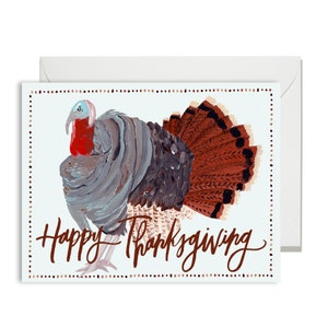 Happy Thanksgiving - Turkey - Fall  - Illustrated Watercolor Greeting Card - A-2