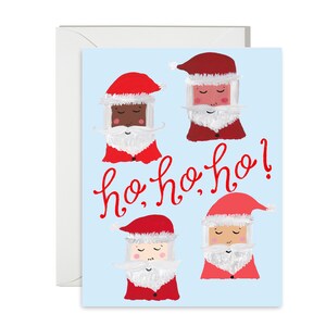 Holiday Greeting Cards - Santas - Ho, Ho, Ho - Single A-2 Card