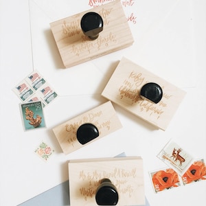 Hand Lettered Return Address Stamp - Custom - Calligraphy - Wooden Stamp - Stationery