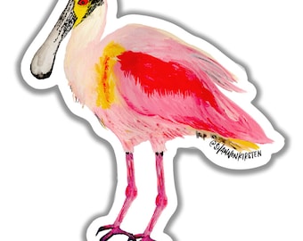 Die Cut Stickers - Roseate Spoonbill - Coastal Birds - Pink - Stickers - Vinyl Stickers