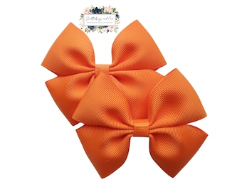 Orange Pigtail Bows: Fall Hair Clips, Set of 2, Halloween Bows