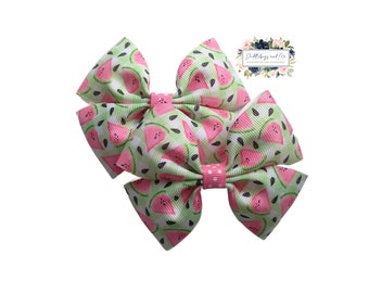 Watermelon Hair Bows, Set of 2, Gift For Girls, Summer Hair Barrettes, Small Hair Bows, Toddler Piggies, Watermelon Hair Clip, Birthday Gift