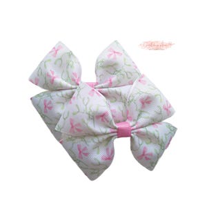 Pink Coquette Bow Pigtail Bows: Easter Spring Hair Clips - Set of 2